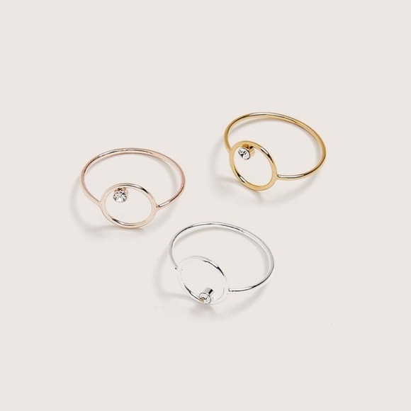 Addition Elle Jewelry - Circular Rhinestone Rings Set of 3 Full Moon Vibe
